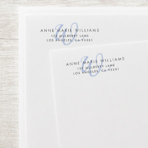 Modern Blue Script Monogram Return Address Envelope