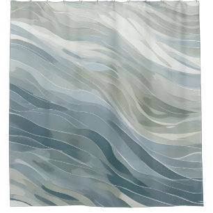 Modern Blue Seafoam Green Abstract Coastal Print