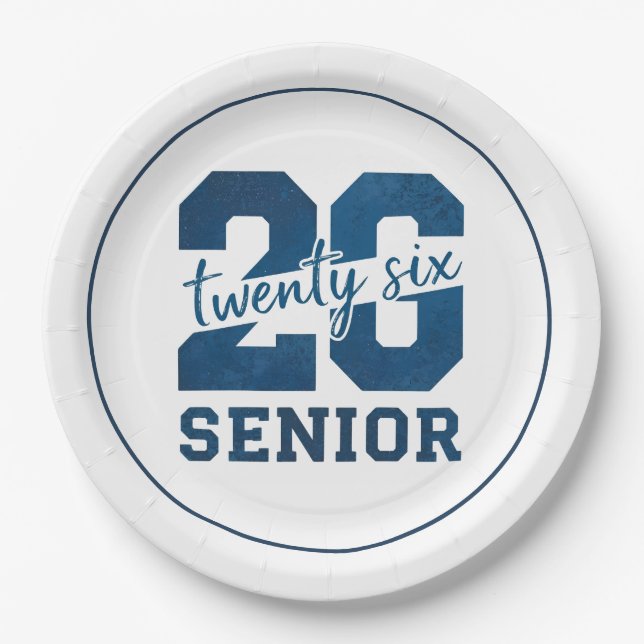 Modern Blue SENIOR Graduation Paper Plate (Front)