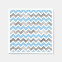 Modern Blue Silver baby shower napkins