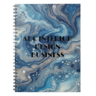 Modern blue silver marble texture and typography  notebook