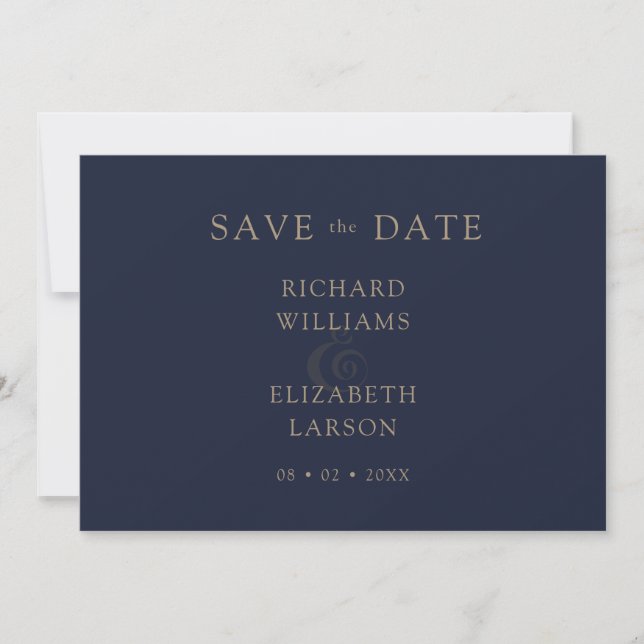 Modern Blue Simple Clean Minimal Wedding Save The Date (Front)