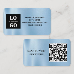 Modern Blue Sky Custom Logo and QR Code  Business Card