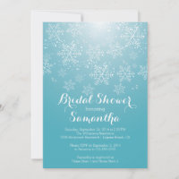 Modern Blue Snowflake Bridal Shower Invitation