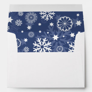 Modern Blue Snowflake Christmas Holiday Envelope