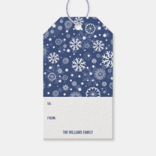 Modern Blue Snowflake Christmas Holiday Gift Tag