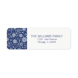 Modern Blue Snowflake Holiday Return Address Label