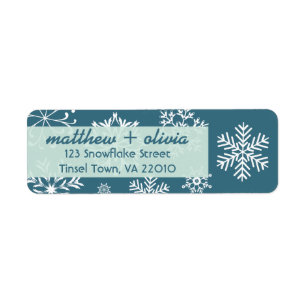 Modern Blue Snowflakes Address Labels