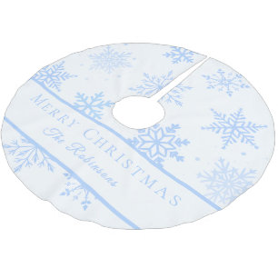 Modern Blue Snowflakes Brushed Polyester Tree Skirt