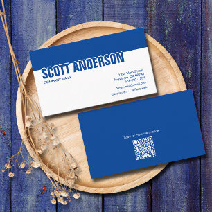 Modern Blue Social Media QR Code Business Card