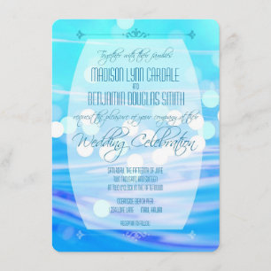 Modern Blue Sparkle Wedding Celebration Invitation