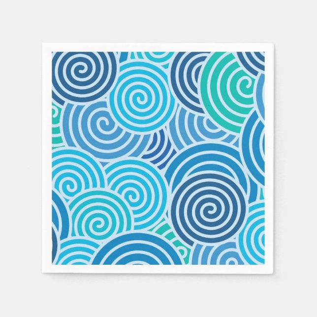Modern Blue Spiral Pattern Napkin (Front)