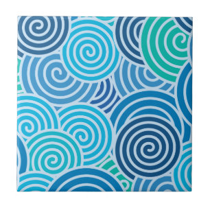 Modern Blue Spiral Pattern Tile