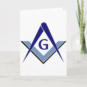 Modern Blue Square & Compasses Card