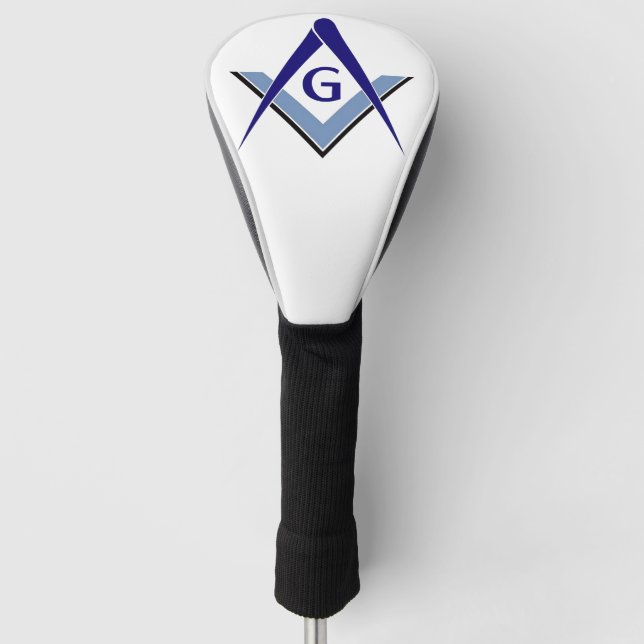 Modern Blue Square & Compasses Golf Head Cover (Front)