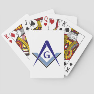 Modern Blue Square & Compasses Playing Cards