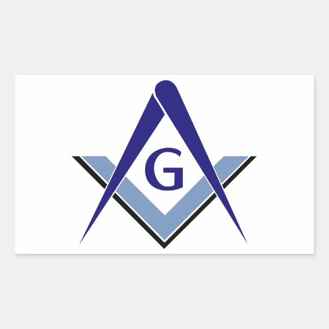 Modern Blue Square & Compasses Sticker (Front)