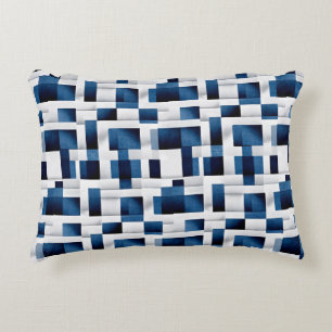 Modern Blue Squares Repeating Pattern Accent Pillow