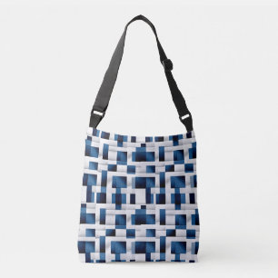 Modern Blue Squares Repeating Pattern Crossbody Bag