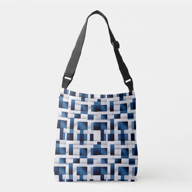 Modern Blue Squares Repeating Pattern Crossbody Bag (Front)