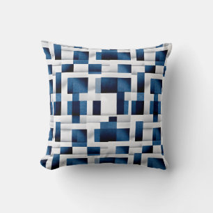 Modern Blue Squares Repeating Pattern Throw Pillow
