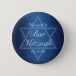 Modern Blue Star of David Formal Bar Mitzvah Party 2 Inch Round Button<br><div class="desc">Beautiful deep shades of dark blue create a texture like water on these formal Bar Mitzvah party buttons. Elegant white minimalist script on party favours with your son's name on the subtle Star of David to celebrate your Jewish son's coming of age.</div>