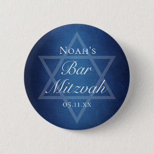 Modern Blue Star of David Formal Bar Mitzvah Party 2 Inch Round Button