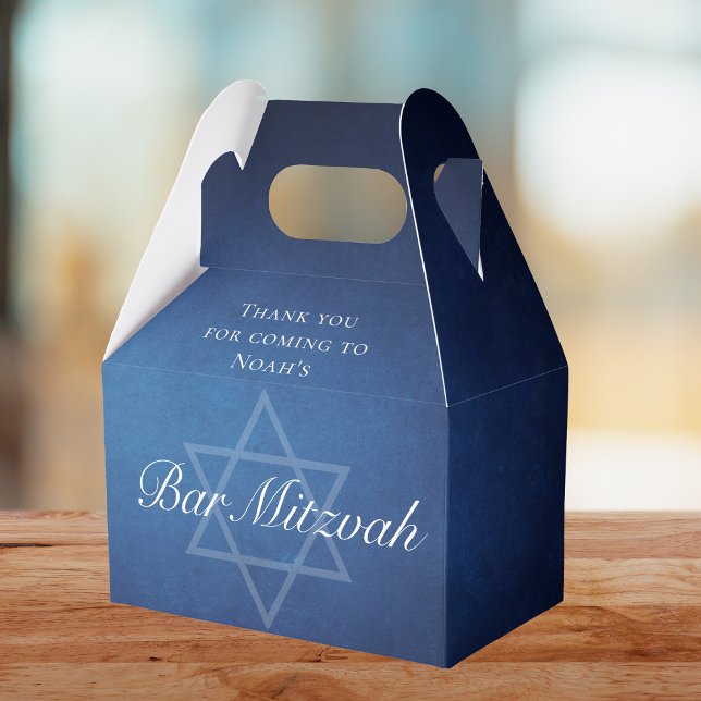Modern Blue Star of David Formal Bar Mitzvah Party Favor Box (Creator Uploaded)