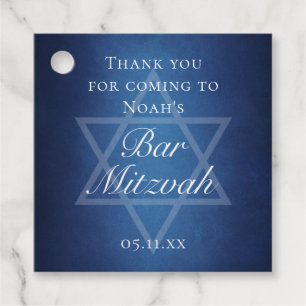 Modern Blue Star of David Formal Bar Mitzvah Party Favour Tags