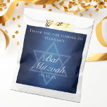 Modern Blue Star of David Formal Bat Mitzvah Party Favour Bag<br><div class="desc">Beautiful deep shades of dark blue create a texture like water on these custom formal Bat Mitzvah party favour bags. Elegant white minimalist script with your daughter's name on the subtle Star of David for a Jewish celebration.</div>