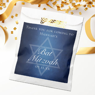Modern Blue Star of David Formal Bat Mitzvah Party Favour Bag