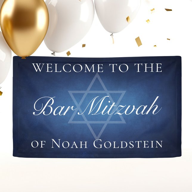 Modern Blue Star of David Welcome to Bar Mitzvah Banner (Creator Uploaded)