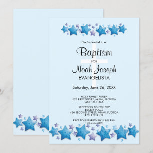 Modern Blue Stars Invitation à un événement BAPTIS