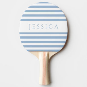 Modern Blue Striped Custom Name  Ping Pong Paddle