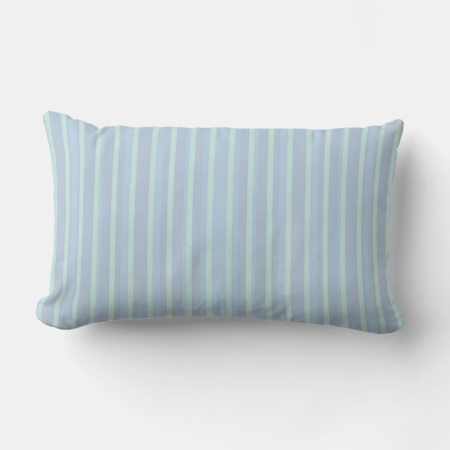 Modern Blue Striped Lumbar Pillow (Front)