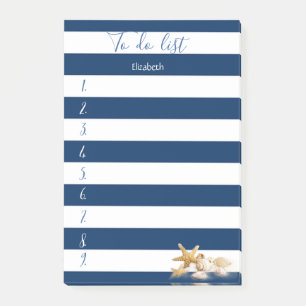 Modern  Blue Striped,Seashells,To Do List Post-it Notes