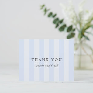 Modern Blue Stripes Elegant Wedding Thank You Card