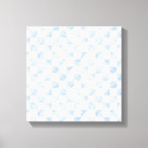 Modern Blue strokes Chequered White Pattern Canvas Print
