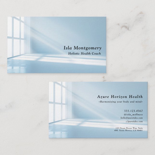 Modern Blue Sunbeam Business Card (Front/Back)