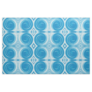 Modern Blue Swirl Abstract Art Fabric
