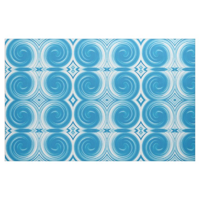 Modern Blue Swirl Abstract Art Fabric (Fat Quarter)