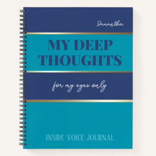 Modern Blue Teal Gold Trendy My Eyes Only Journal