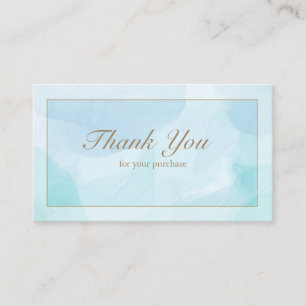 Modern Blue Teal Watercolor Thank You Business Card