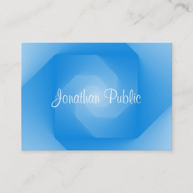 Modern Blue Template Handwritten Script Name Business Card (Front)