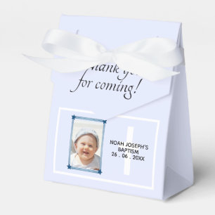 Modern Blue THANK YOU FOR COMING Baptism Favor Box