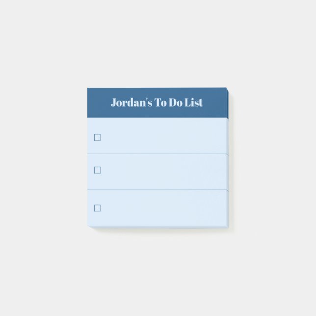 Modern Blue To Do List with Custom Name Post-it Notes (Front)