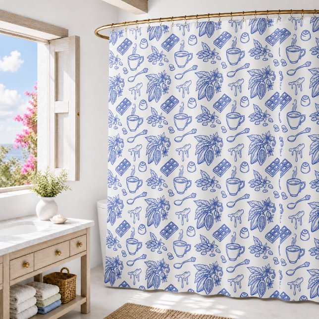 Modern Blue Toile Cacao and Chocolate Pattern (Creator Uploaded)