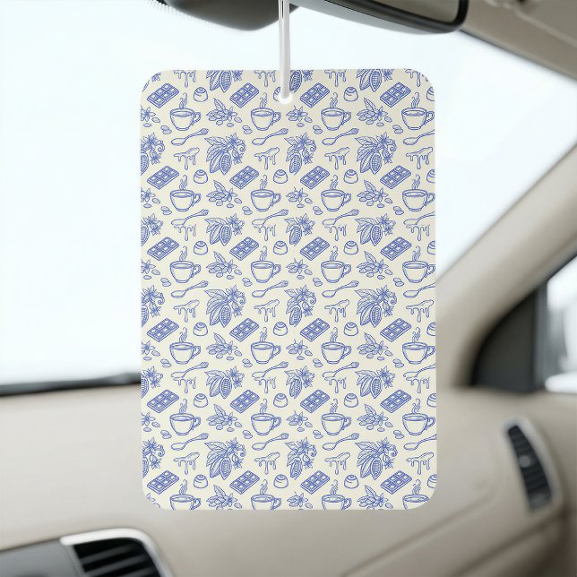 Modern Blue Toile Cacao and Chocolate Pattern Air Freshener (Creator Uploaded)