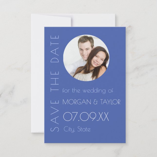 Modern Blue Tonal Photo Save the Date Invitation (Front)