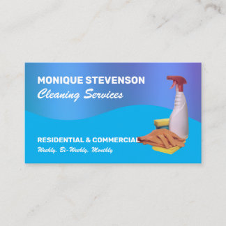 Modern blue tone cleaning service  business card